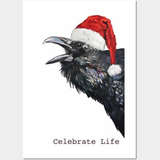 Holiday Santa Crow Posters and Art